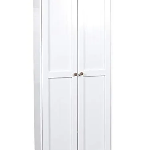 Esidra Morris A05 Armadio Anta Battente, Legno massello, Bianco, 84 x 37.5 x 192 cm