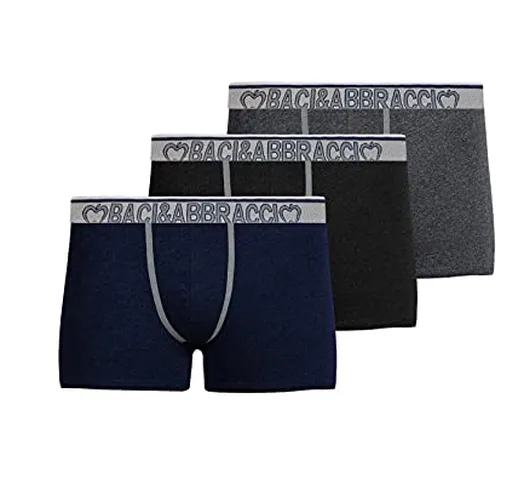 Baci & Abbracci - 6 Boxer Uomo Cotone Elasticizzato Intimo Underwear Mutande Uomo Boxer Ra...