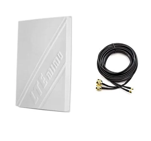 3G/4G LTE 14dBi Outdoor Panel Antenna 800-2600MHz + Duplex Cable 10m