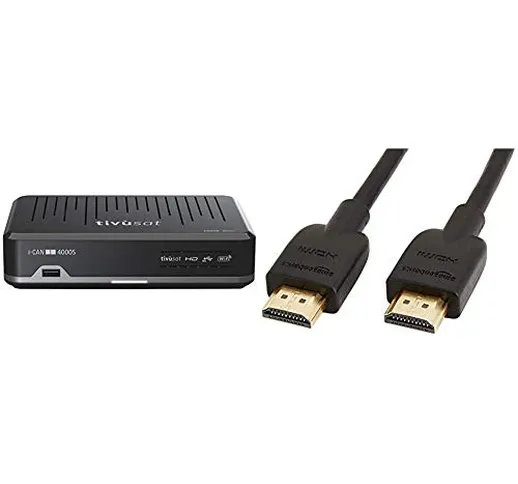 I-Can 4000S Tessera Tivusat, Nero/Antracite & AmazonBasics - Cavo HDMI 2.0 ad alta velocit...