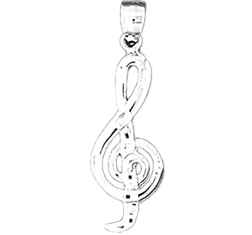 Jewelsobsession di 14 K oro bianco 29 millimetri chiave di violino musica simbolo ciondolo