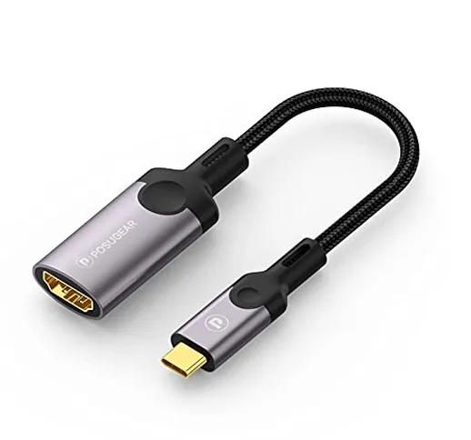 POSUGEAR Adattatore USB C HDMI 4K@60Hz, Cavo Thunderbolt 3 Type C to HDMI 2.0, Compatibile...