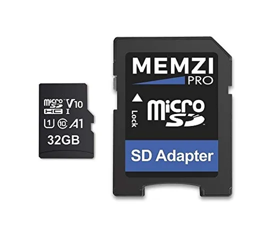 Memzi Pro 32 GB 90 MB/s micro SDHC da GB, classe 10 con adattatore SD per TomTom GO Basic/...