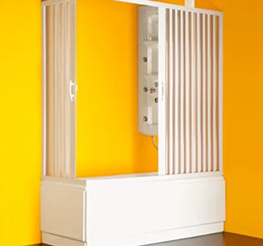 Box parete vasca angolo doccia sopravasca,misura cm.140/170X70,soffietto bianco
