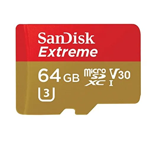 SanDisk Extreme 64GB, microSDXC Classe 10, U3, V30, velocità di lettura fino a 90MB/s, FFP...