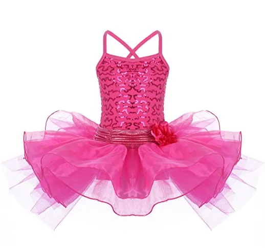 IBTOM CASTLE Tutu Tulle Bambina Danza Classico Un-Pezzo Body Abito per Balletto Ginnnastic...