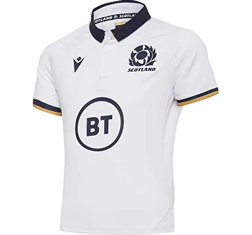 Macron SRU M20 Shirt SS JR, Maglia Replica Away Junior Scotland Rugby 2020/21 Unisex Bambi...