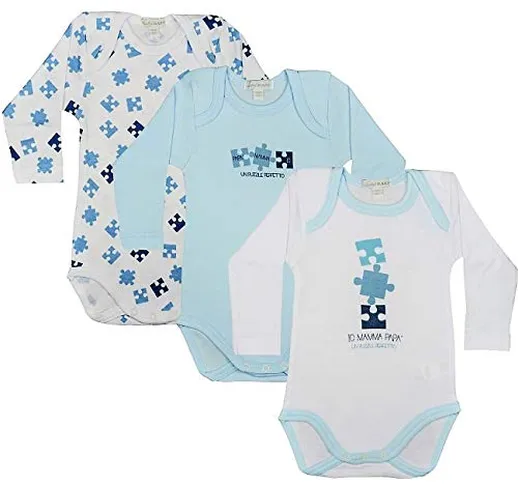 Liabel Confezione da 3 Body Neonato NEONATA Manica Lunga Baby in Cotone Felpato - Colore B...