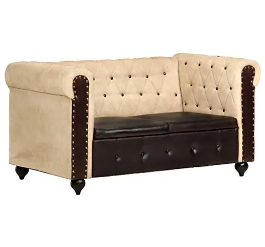 Tidyard Divano Chesterfield a 2 Posti, Divano Ufficio, Divani da Soggiorno in Vera Pelle M...