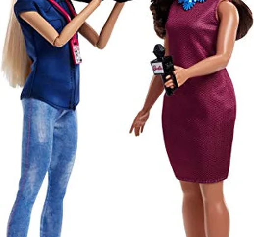 Barbie- Troupe Televisiva con Due e Accessori a Tema, Multicolore, FJB22