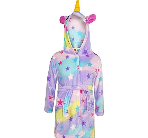 A2Z 4 Kids® Ragazze Ragazzi Accappatoio Bambini Novità 3D Animale - Bathrobe Unicorn Stars...