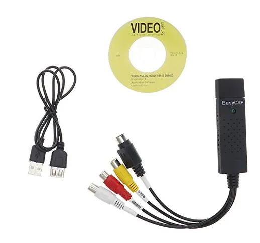 Video Grabber USB Capture Card, Convert Hi8 VHS to Digital DVD for Windows PC, Audio Video...