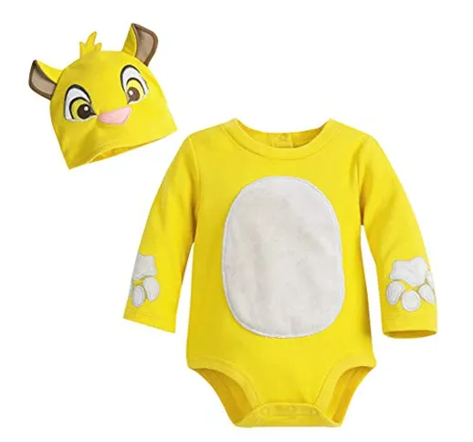 Jimmackey Neonato Unisex Fumetto Animale Ricamo Pagliaccetto Manica Lunga Tutine Body + Ca...