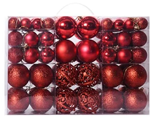 100 palline decorative di Natale, decorazioni per albero di Natale, 3-6 cm, sfera leggera,...
