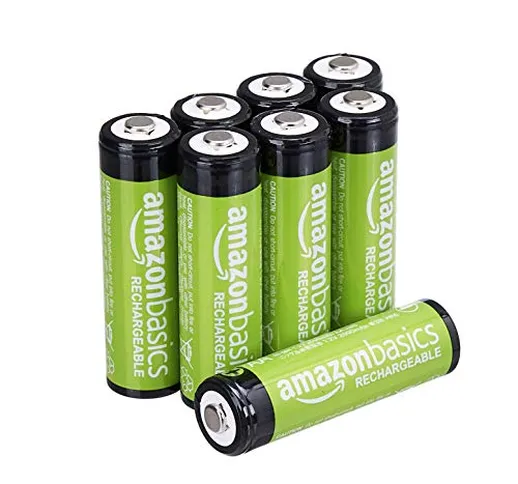 Amazon Basics - Batterie AA ricaricabili, pre-caricate, confezione da 8 (l’aspetto potrebb...