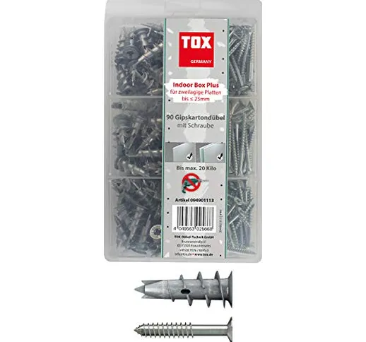 TOX Tassello per cartongesso - Assortimento Indoor Box Plus, 180 pz, 094901113