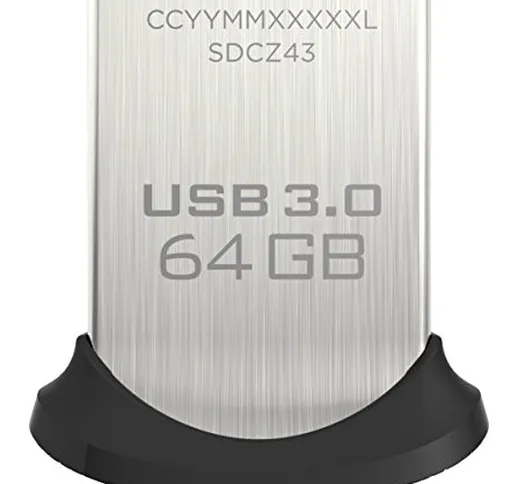 SanDisk Ultra Fit Unità Flash USB 3.0 da 64 GB, Fino a 150 MB/s Velocità di Lettura, Nero