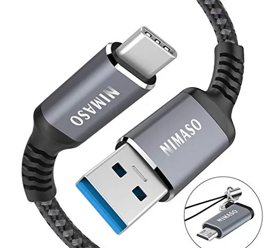 Nimaso Cavo USB Type C(1M),Cavo USB C 3.0 Ricarica Rapida e Trasmissione per Samsung S10/S...