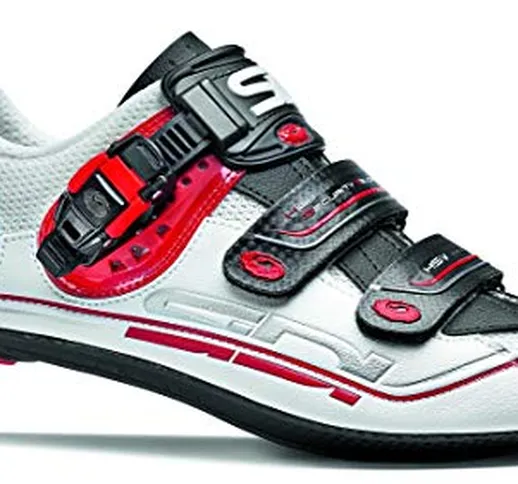 SIDI Genius 7 Bici da Corsa Scarpe Bianco/Nero/Rosso, Unisex, 38