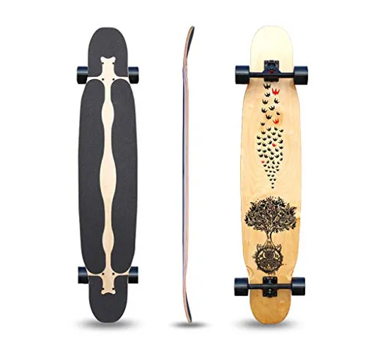 Maple Skateboard Skateboard 46 Pollici Longboard High Elastic PU Wheel Wear Dance Skateboa...