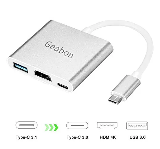 Geabon Adattatore USB C a HDMI 4K,Tipo C Adattatore a HDMI Converter con Porta USB 3.0 e P...