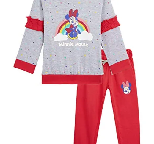 Disney Minnie Tuta Bambina, Completo con Felpa Topolina E Pantaloni Felpati, Abbigliamento...