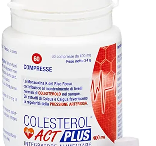 ACT Colesterol Act Plus Integratore Alimentare, Rosso, 60 Compresse da 400Mg, 24 Grammi