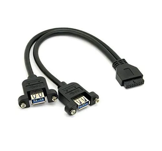 CHENYANG CY - Cavo USB 3.0, 2 porte femmina, scheda madre 20 pin, attacco a vite, colore:...