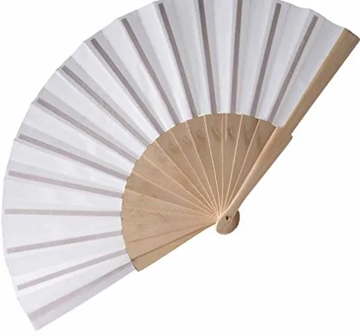 10 pz Ventaglio in stoffa ideale per matrimoni con struttura in legno 23 cm ideale ricordo...