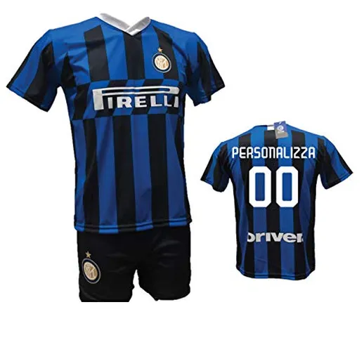 Completo Calcio Maglia Inter Personalizzabile e Pantaloncino Replica Autorizzata 2019-2020...