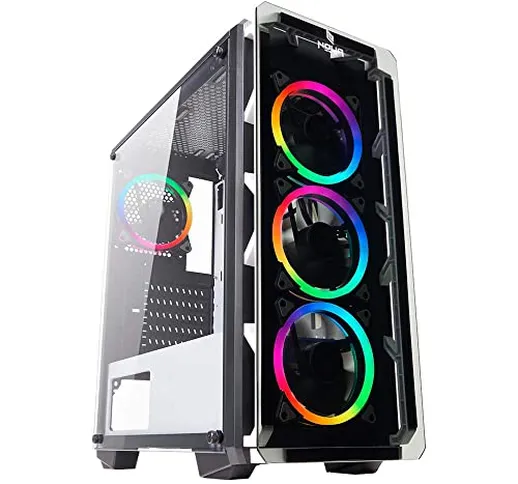 Noua Cool G5 Bianco Case ATX PC Gaming 0.60MM SPCC 4 Ventole Dual Halo RGB Rainbow 5V 3Pin...