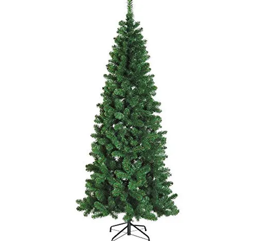 HOMCOM Albero di Natale Artificiale Slim 210cm con 390 Rami Supporto in Metallo