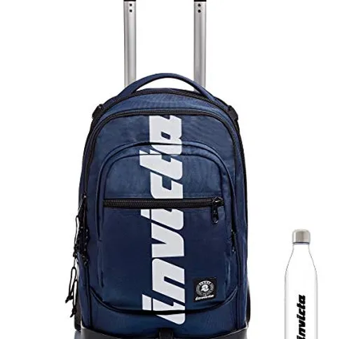 TROLLEY Zaino INVICTA NEW PLUG - Blu - LOGO + Borraccia Bianca