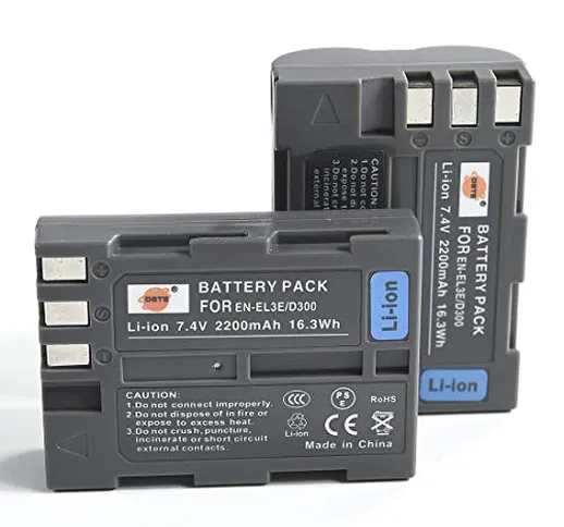 DSTE - 2 batterie agli ioni di litio EN-EL3E ENEL3E, compatibili con Nikon D30, D50, D70,...