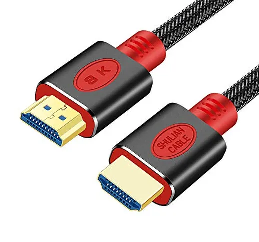 SHULIANCABLE Cavo HDMI 2.1, Cavo HDMI 8K Altissima Velocità 48Gbps, Supporta 8K@60Hz, 4K@1...