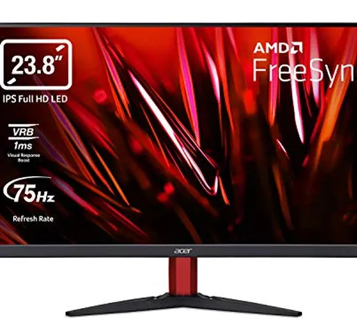 Acer Nitro KG242Ybmiix Monitor Gaming per PC 23,8", Display IPS FullHD (1920x1080) 75 Hz,...