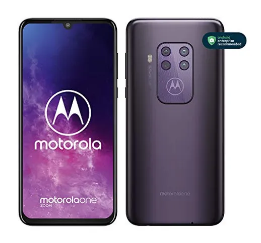 Motorola One Zoom, Smartphone, Quad Camera 48MP, 128GB, Alexa Hands-Free integrato, Batter...