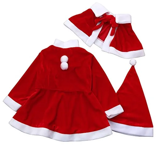 LANSKRLSP Costume da Babbo Natale Inverno 3 Pezzi Costume da Babbo Natale + Scialle + Vest...