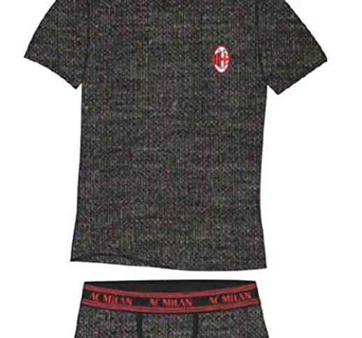 Milan Completo T-Shirt + Boxer Ufficiale Bambino Ragazzo Anni 10 12 14 Intimo MI055GR (10...