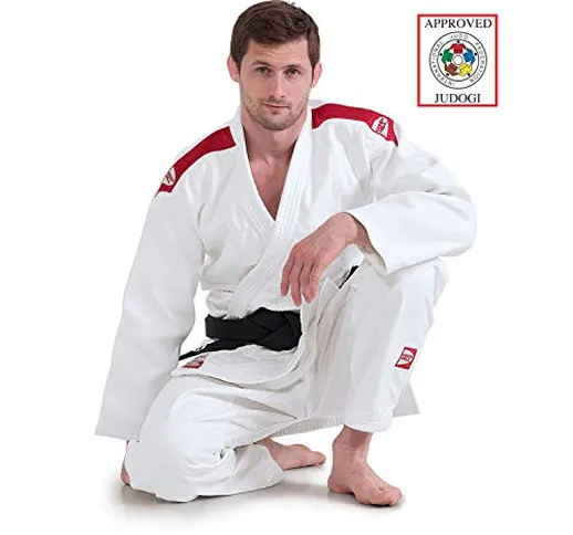 GREEN HILL JUDOGI Professional IJF Approved Judo Bianco Blu GI White Kimono Unisex (Banda...