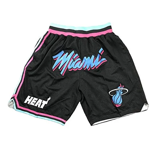 G&F Pantaloncini Miami Heat Shorts da Basket Swingman Ricamata Allenamento Abbigliamento S...