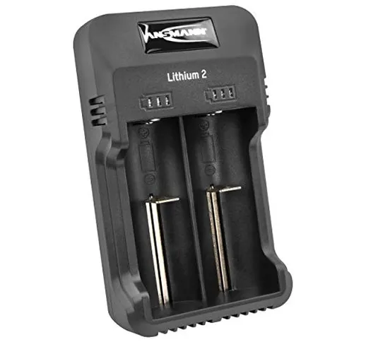 ANSMANN Caricatore Lithium 2 per 1-2 Batterie Li-Ion NiMH - Caricabatterie con LED per pil...