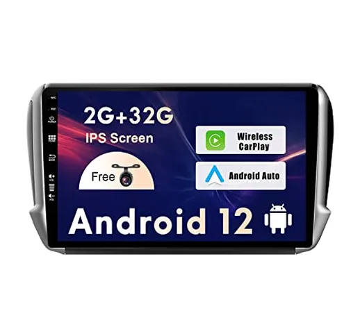 SXAUTO Android 12 IPS Autoradio Per Peugeot 208 / 2008 (2012-2018) - 2G+32G - Senza fili C...