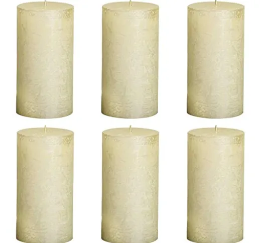 Bolsius 6x Candele Rustiche Moccoli 130x68 mm Avorio Luci Lumini Decorativi