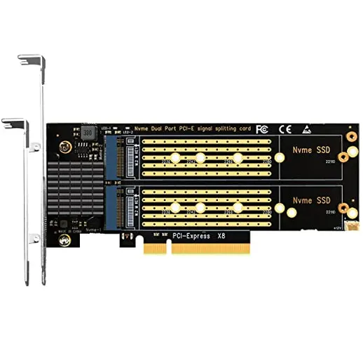 GLOTRENDS Adattatore doppio M.2 PCIe 4.0/3.0X8,supporta 2xM.2 PCIe SSD RAID-on-CPU(VROC)su...