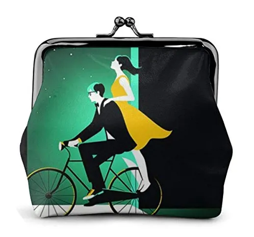 Uomini e donne in bicicletta al chiaro di luna arte pittura portamonete portamonete da via...