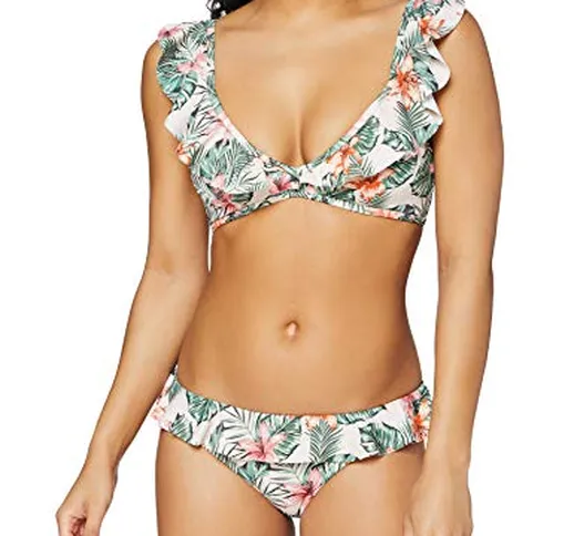 Iris & Lilly Am10am11 Set Bikini, Rosa Pallido, Fiori Tropicali, 40