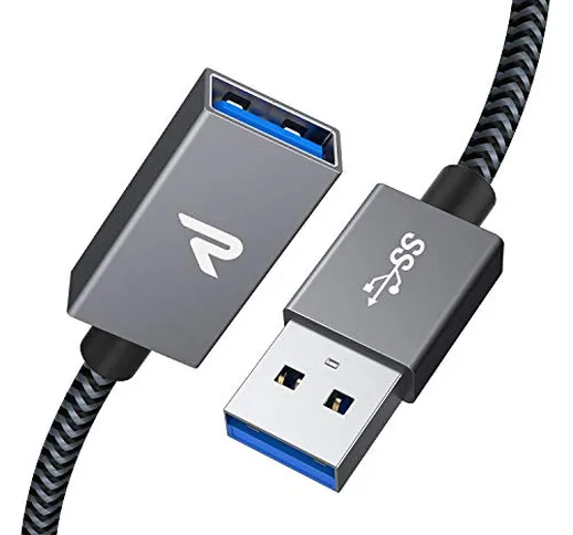 RAMPOW Cavo Prolunga USB 3.0, 1M, Cavo USB A Maschio A Femmina 5Gbps per Mouse, Stampante,...