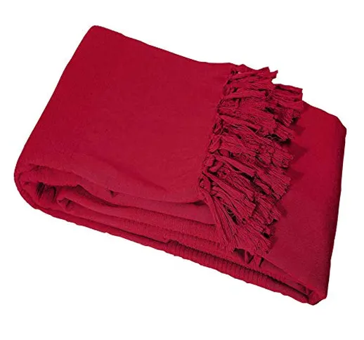 Nuances Du Monde - 3006689, Copripoltrona , 150 X 150 Cm , Lana , Cotone Tessuto , Rosso