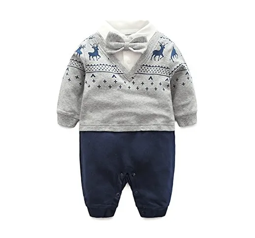 Vestiti formali a maniche lunghe per neonato Cervo blu navy. 59 cm
